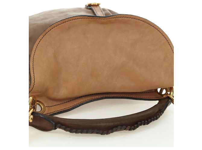 Borsa a Spalla Miu Miu in Pelle Marrone Oro Auth 177730A D'oro - vista 6