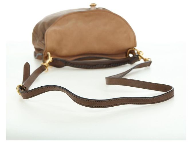 Borsa a Spalla Miu Miu in Pelle Marrone Oro Auth 177730A D'oro - vista 8