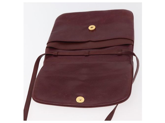 Borsa a Spalla CARTIER Must Line Pelle Bordeaux Oro Auth BA12432 D'oro Bordò - vista 15