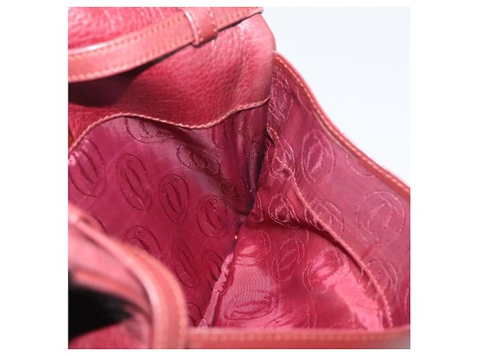 Borsa a Spalla CARTIER Must Line Pelle Bordeaux Oro Auth BA12432 D'oro Bordò - vista 18