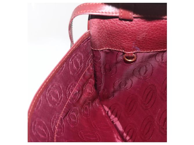 Borsa a Spalla CARTIER Must Line Pelle Bordeaux Oro Auth BA12432 D'oro Bordò - vista 19