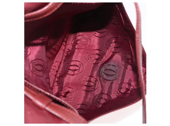 Borsa a Spalla CARTIER Must Line Pelle Bordeaux Oro Auth BA12432 D'oro Bordò - vista 20