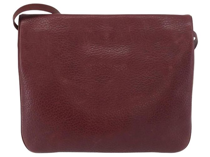 Borsa a Spalla CARTIER Must Line Pelle Bordeaux Oro Auth BA12432 D'oro Bordò - vista 3
