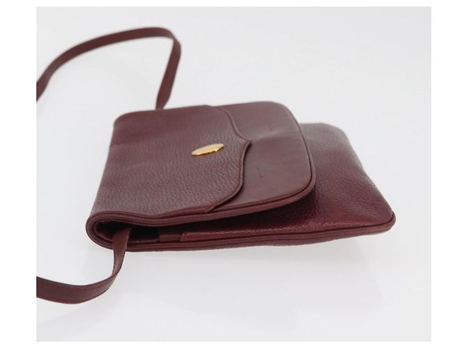 Borsa a Spalla CARTIER Must Line Pelle Bordeaux Oro Auth BA12432 D'oro Bordò - vista 5