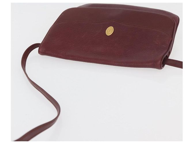 Borsa a Spalla CARTIER Must Line Pelle Bordeaux Oro Auth BA12432 D'oro Bordò - vista 6