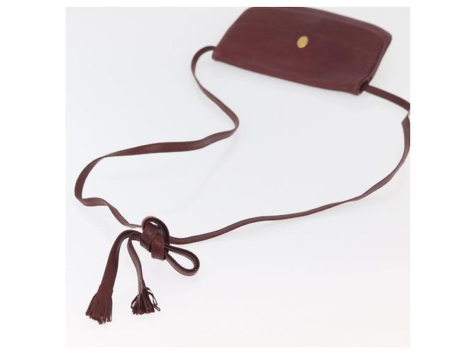 Borsa a Spalla CARTIER Must Line Pelle Bordeaux Oro Auth BA12432 D'oro Bordò - vista 7