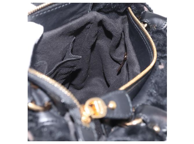 Borsa Salvatore Ferragamo Vala in pelle nera e oro Auth ka4181A Nero D'oro - vista 19