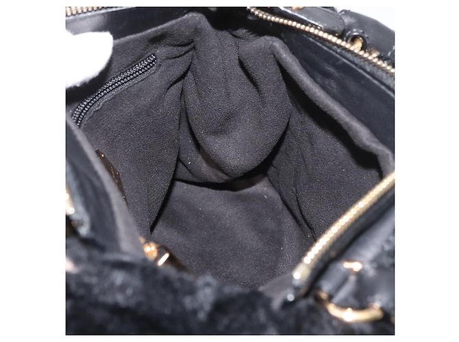 Borsa Salvatore Ferragamo Vala in pelle nera e oro Auth ka4181A Nero D'oro - vista 20