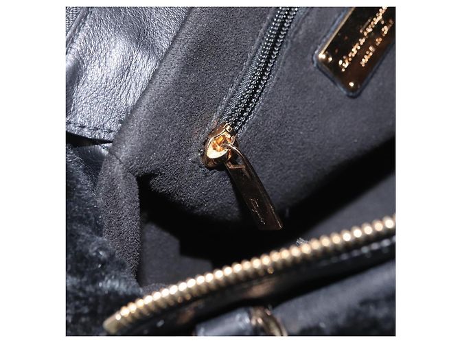 Borsa Salvatore Ferragamo Vala in pelle nera e oro Auth ka4181A Nero D'oro - vista 21