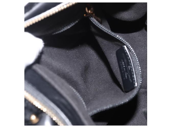 Borsa Salvatore Ferragamo Vala in pelle nera e oro Auth ka4181A Nero D'oro - vista 22