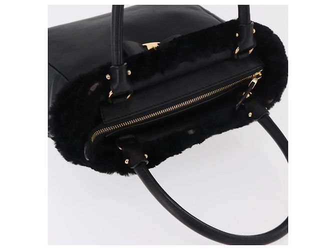 Borsa Salvatore Ferragamo Vala in pelle nera e oro Auth ka4181A Nero D'oro - vista 6