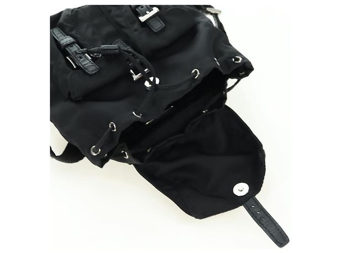 Borsa a Spalla con Catena PRADA Nylon Nero Argento Auth AMZ520M - vista 10
