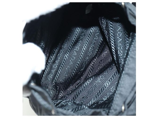 Borsa a Spalla con Catena PRADA Nylon Nero Argento Auth AMZ520M - vista 11