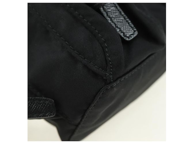 Borsa a Spalla con Catena PRADA Nylon Nero Argento Auth AMZ520M - vista 16