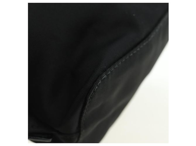 Borsa a Spalla con Catena PRADA Nylon Nero Argento Auth AMZ520M - vista 18