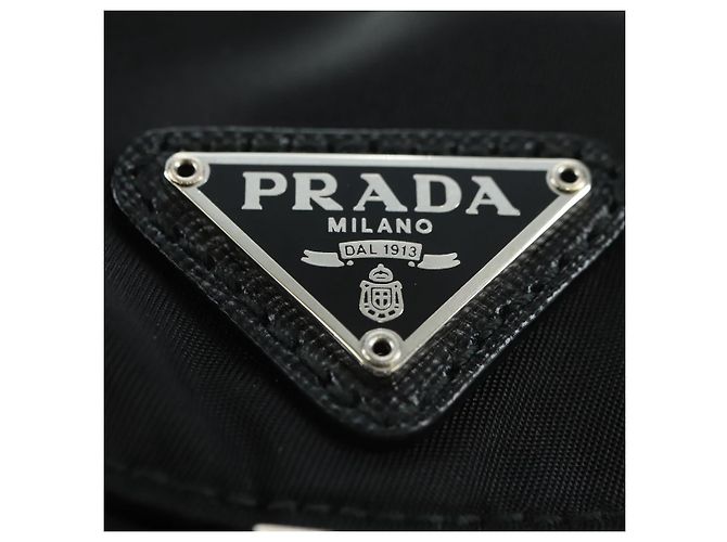 Borsa a Spalla con Catena PRADA Nylon Nero Argento Auth AMZ520M - vista 20