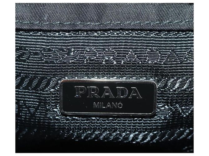 Borsa a Spalla con Catena PRADA Nylon Nero Argento Auth AMZ520M - vista 23