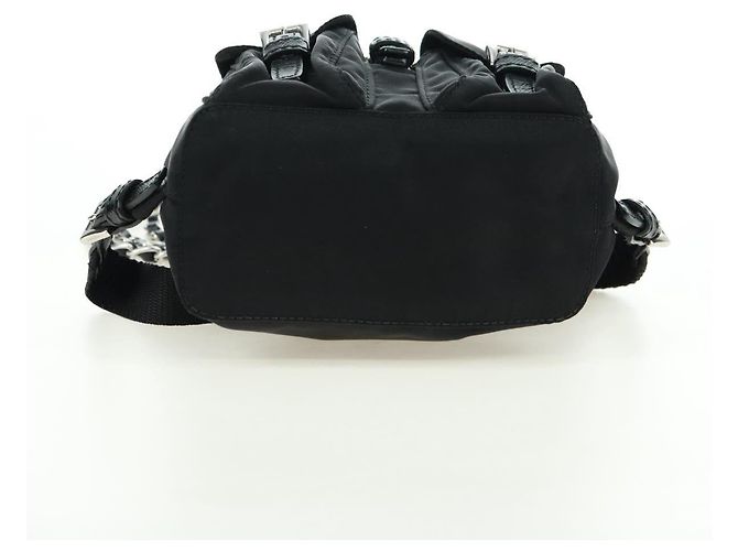 Borsa a Spalla con Catena PRADA Nylon Nero Argento Auth AMZ520M - vista 5