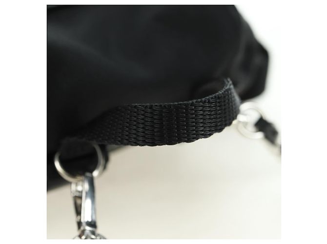 Borsa a Spalla con Catena PRADA Nylon Nero Argento Auth AMZ520M - vista 7