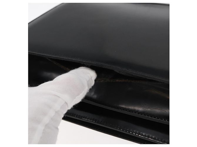 Borsa a Spalla Salvatore Ferragamo Gancini in Pelle Vernice Nera Argento Auth 178485 Nero - vista 10