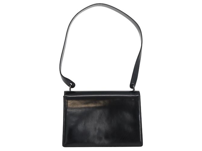 Borsa a Spalla Salvatore Ferragamo Gancini in Pelle Vernice Nera Argento Auth 178485 Nero - vista 13