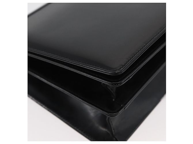 Borsa a Spalla Salvatore Ferragamo Gancini in Pelle Vernice Nera Argento Auth 178485 Nero - vista 14