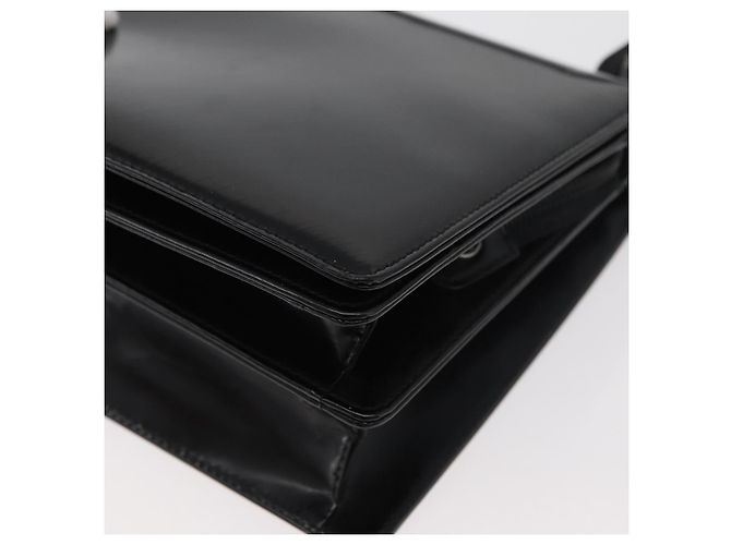 Borsa a Spalla Salvatore Ferragamo Gancini in Pelle Vernice Nera Argento Auth 178485 Nero - vista 15