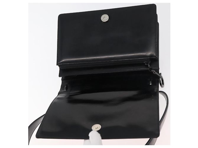 Borsa a Spalla Salvatore Ferragamo Gancini in Pelle Vernice Nera Argento Auth 178485 Nero - vista 17