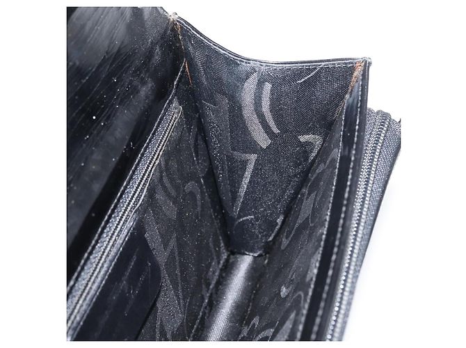 Borsa a Spalla Salvatore Ferragamo Gancini in Pelle Vernice Nera Argento Auth 178485 Nero - vista 18