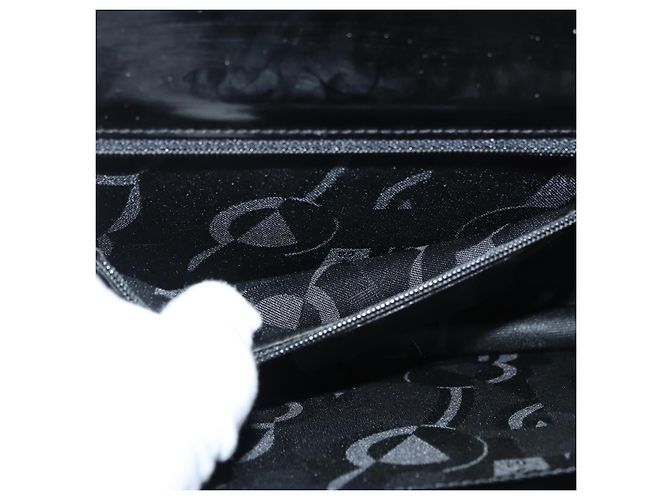Borsa a Spalla Salvatore Ferragamo Gancini in Pelle Vernice Nera Argento Auth 178485 Nero - vista 21