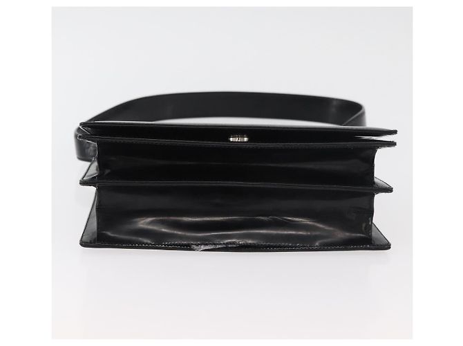 Borsa a Spalla Salvatore Ferragamo Gancini in Pelle Vernice Nera Argento Auth 178485 Nero - vista 5