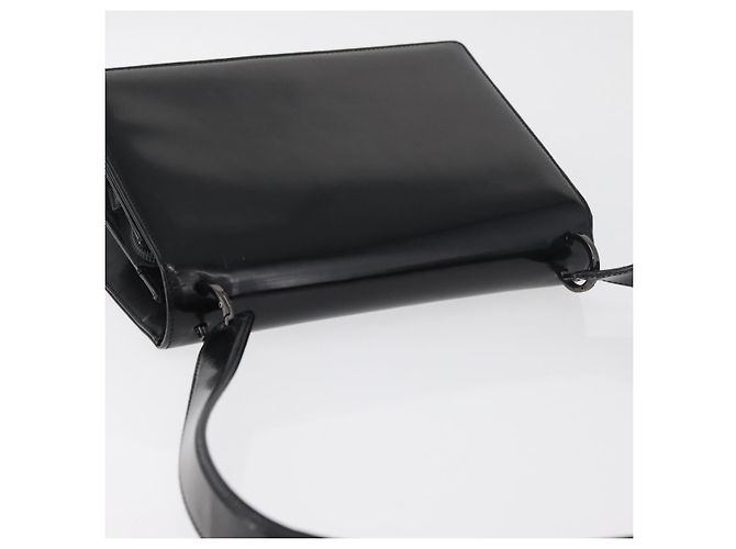 Borsa a Spalla Salvatore Ferragamo Gancini in Pelle Vernice Nera Argento Auth 178485 Nero - vista 6