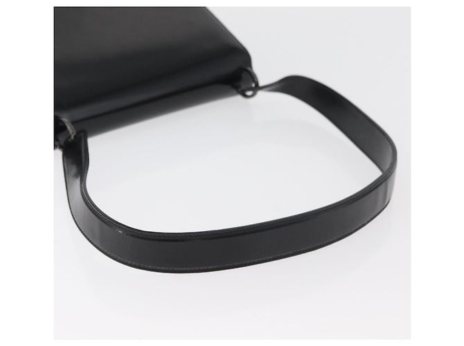 Borsa a Spalla Salvatore Ferragamo Gancini in Pelle Vernice Nera Argento Auth 178485 Nero - vista 7