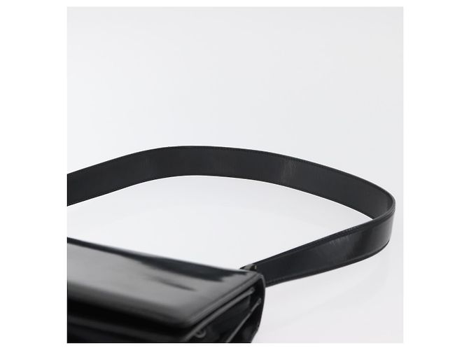 Borsa a Spalla Salvatore Ferragamo Gancini in Pelle Vernice Nera Argento Auth 178485 Nero - vista 8