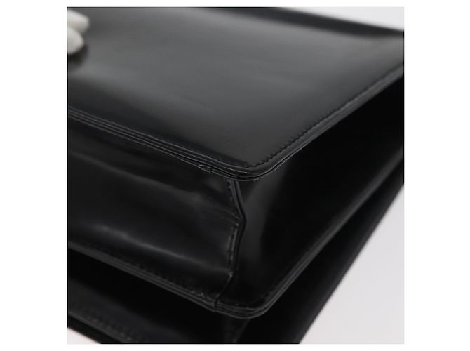 Borsa a Spalla Salvatore Ferragamo Gancini in Pelle Vernice Nera Argento Auth 178485 Nero - vista 9