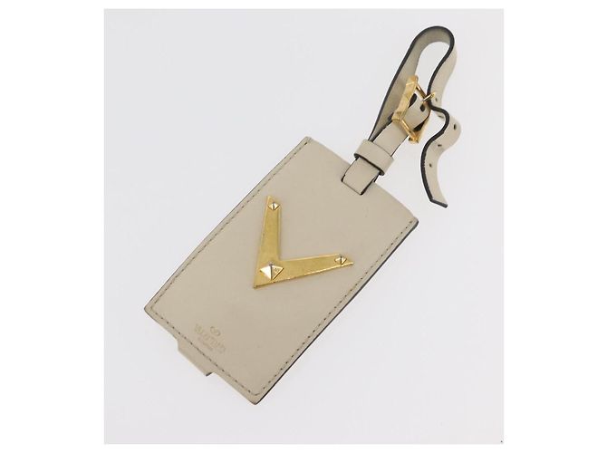 Borsa a Spalla con Catena VALENTINO in Pelle Avorio Oro Auth bs35039A D'oro Crudo - vista 12