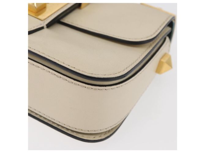 Borsa a Spalla con Catena VALENTINO in Pelle Avorio Oro Auth bs35039A D'oro Crudo - vista 15