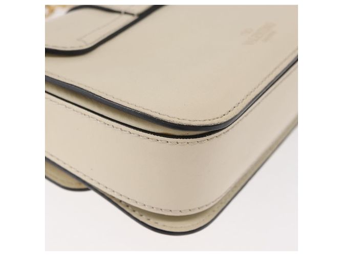 Borsa a Spalla con Catena VALENTINO in Pelle Avorio Oro Auth bs35039A D'oro Crudo - vista 16