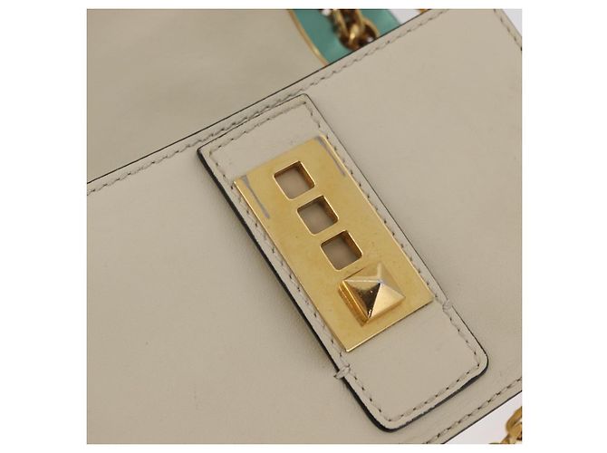 Borsa a Spalla con Catena VALENTINO in Pelle Avorio Oro Auth bs35039A D'oro Crudo - vista 20