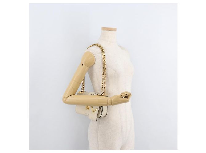 Borsa a Spalla con Catena VALENTINO in Pelle Avorio Oro Auth bs35039A D'oro Crudo - vista 27