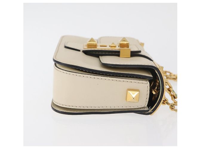Borsa a Spalla con Catena VALENTINO in Pelle Avorio Oro Auth bs35039A D'oro Crudo - vista 3