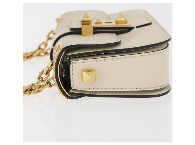 Borsa a Spalla con Catena VALENTINO in Pelle Avorio Oro Auth bs35039A D'oro Crudo - vista 4