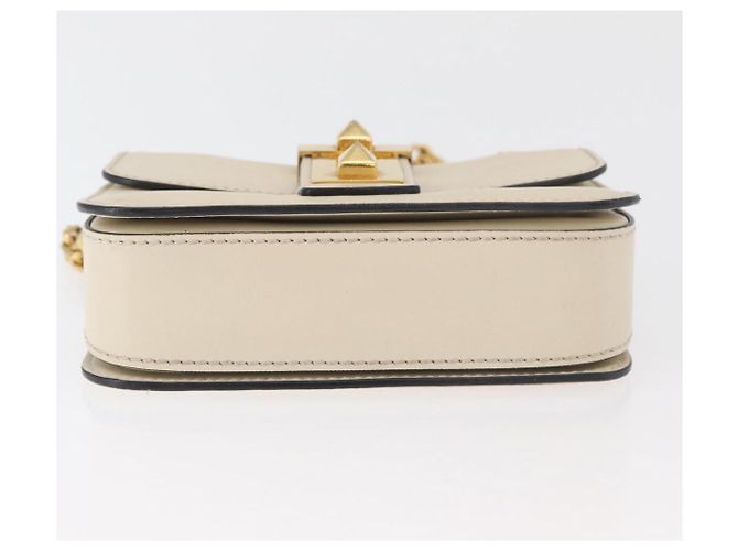 Borsa a Spalla con Catena VALENTINO in Pelle Avorio Oro Auth bs35039A D'oro Crudo - vista 5