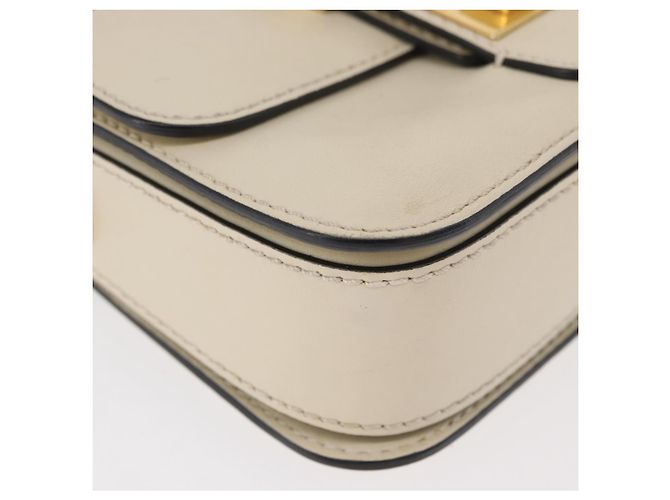 Borsa a Spalla con Catena VALENTINO in Pelle Avorio Oro Auth bs35039A D'oro Crudo - vista 8