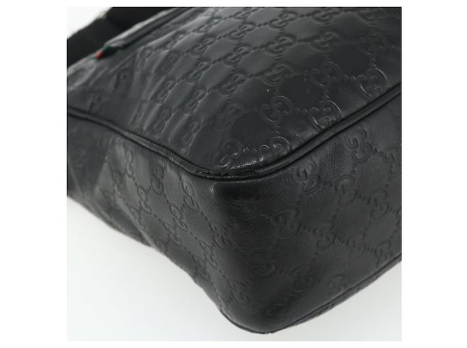 Borsa a Spalla GUCCI GG Canvas Guccissima Pelle Nera Argento 322080 Auth 178212 Nero - vista 11