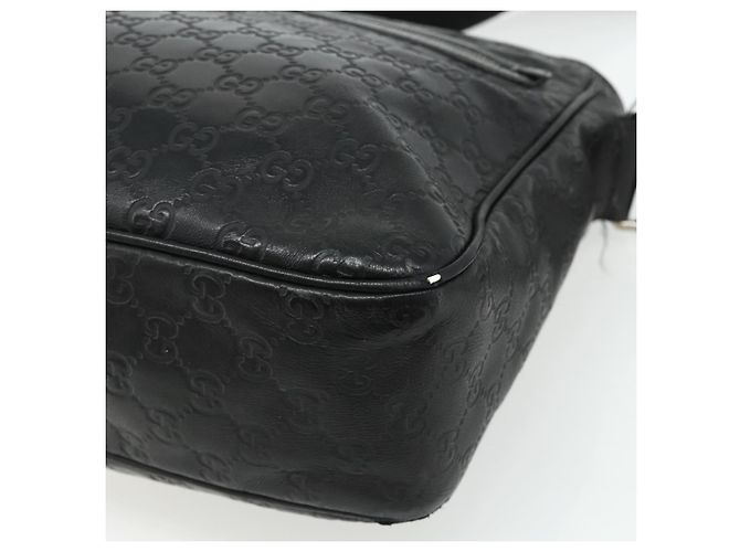 Borsa a Spalla GUCCI GG Canvas Guccissima Pelle Nera Argento 322080 Auth 178212 Nero - vista 12