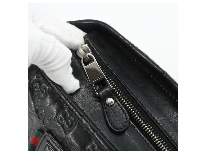 Borsa a Spalla GUCCI GG Canvas Guccissima Pelle Nera Argento 322080 Auth 178212 Nero - vista 14