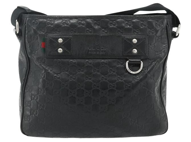 Borsa a Spalla GUCCI GG Canvas Guccissima Pelle Nera Argento 322080 Auth 178212 Nero - vista 2