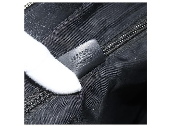Borsa a Spalla GUCCI GG Canvas Guccissima Pelle Nera Argento 322080 Auth 178212 Nero - vista 22