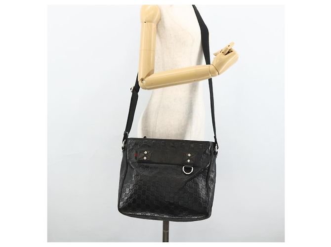 Borsa a Spalla GUCCI GG Canvas Guccissima Pelle Nera Argento 322080 Auth 178212 Nero - vista 23